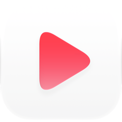 Aura app icon: a soft red play triangle on white